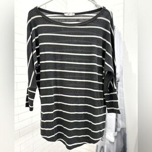 Korye Women’s Striped Blouse Small. Heather gray and white striped